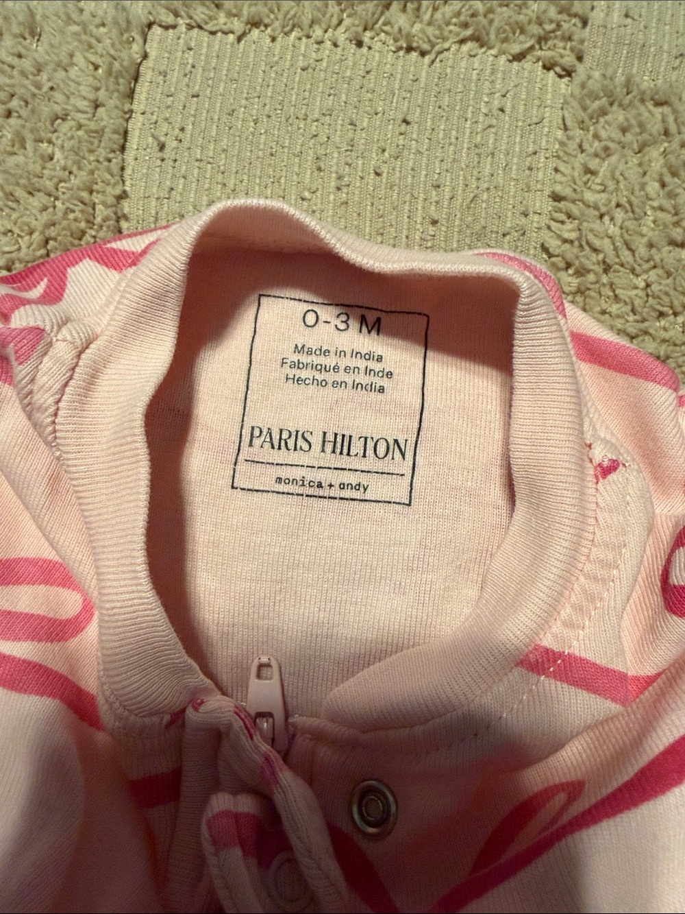 Paris Hilton Light Pink Footed One-Piece with Dark Pink Bow Print - Picture 4 of 4